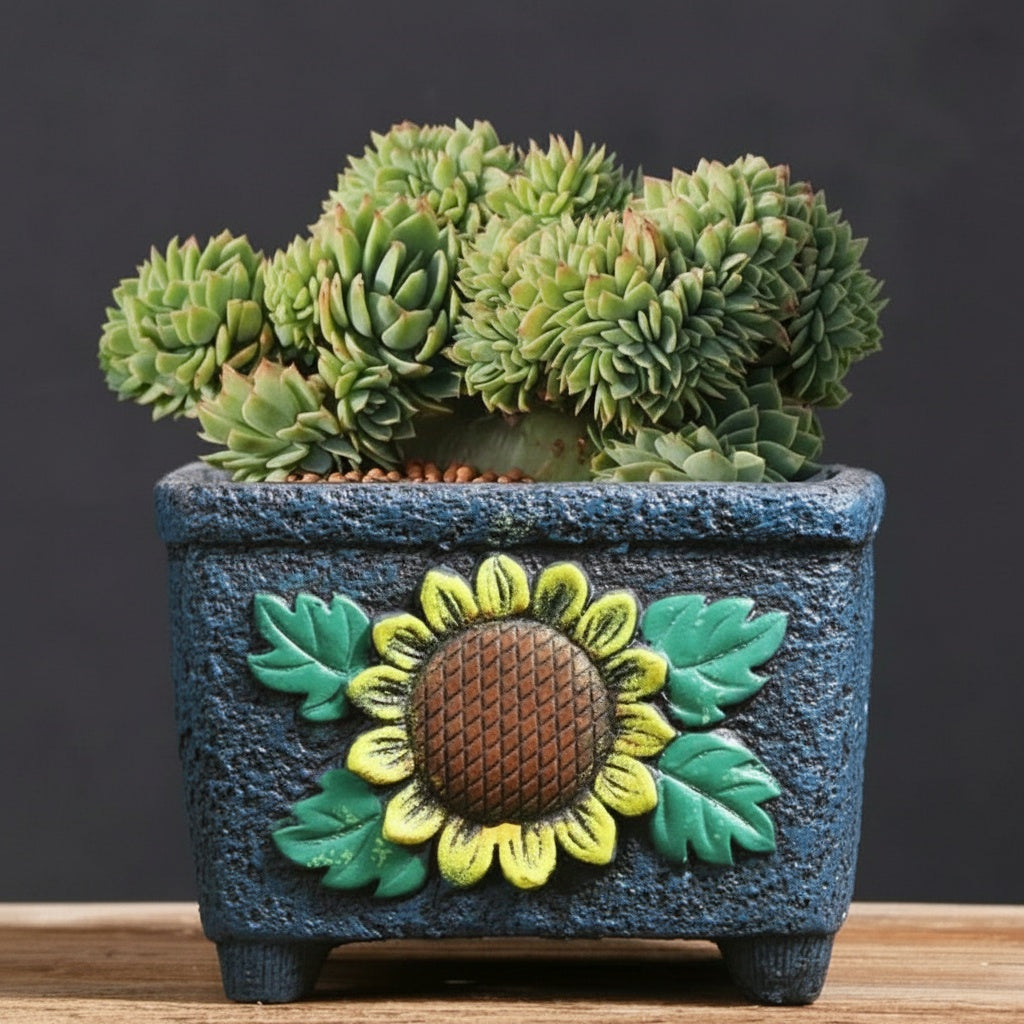 Textured Ceramic Footed Planter Pot