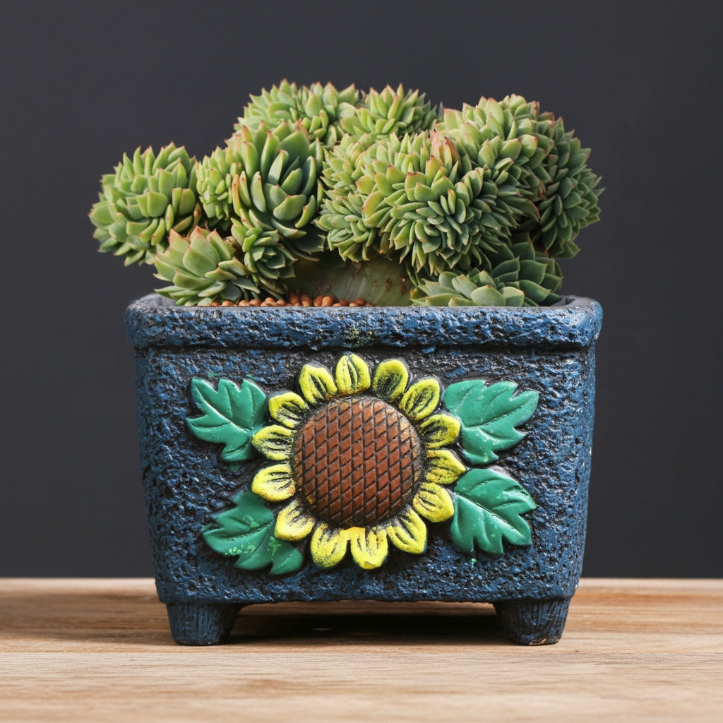 Textured Ceramic Footed Planter Pot