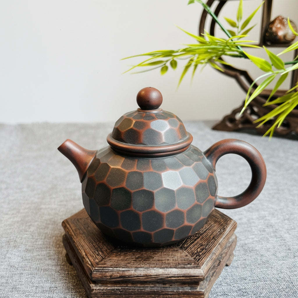 Textured Ceramic Geometric Teapot