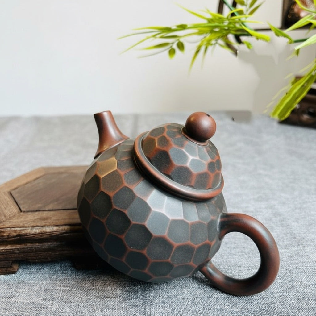 Textured Ceramic Geometric Teapot