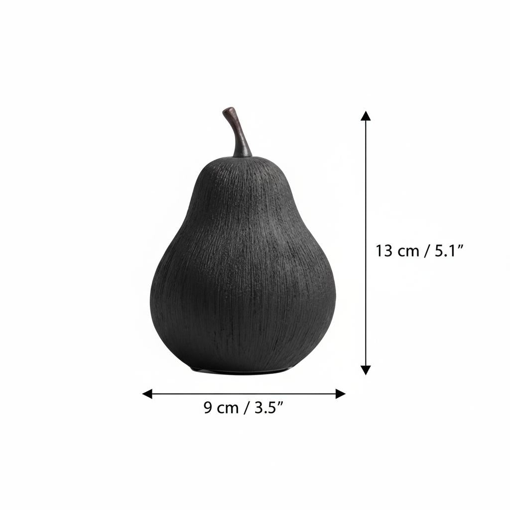 Dimensions of large speckled ceramic pear sculpture