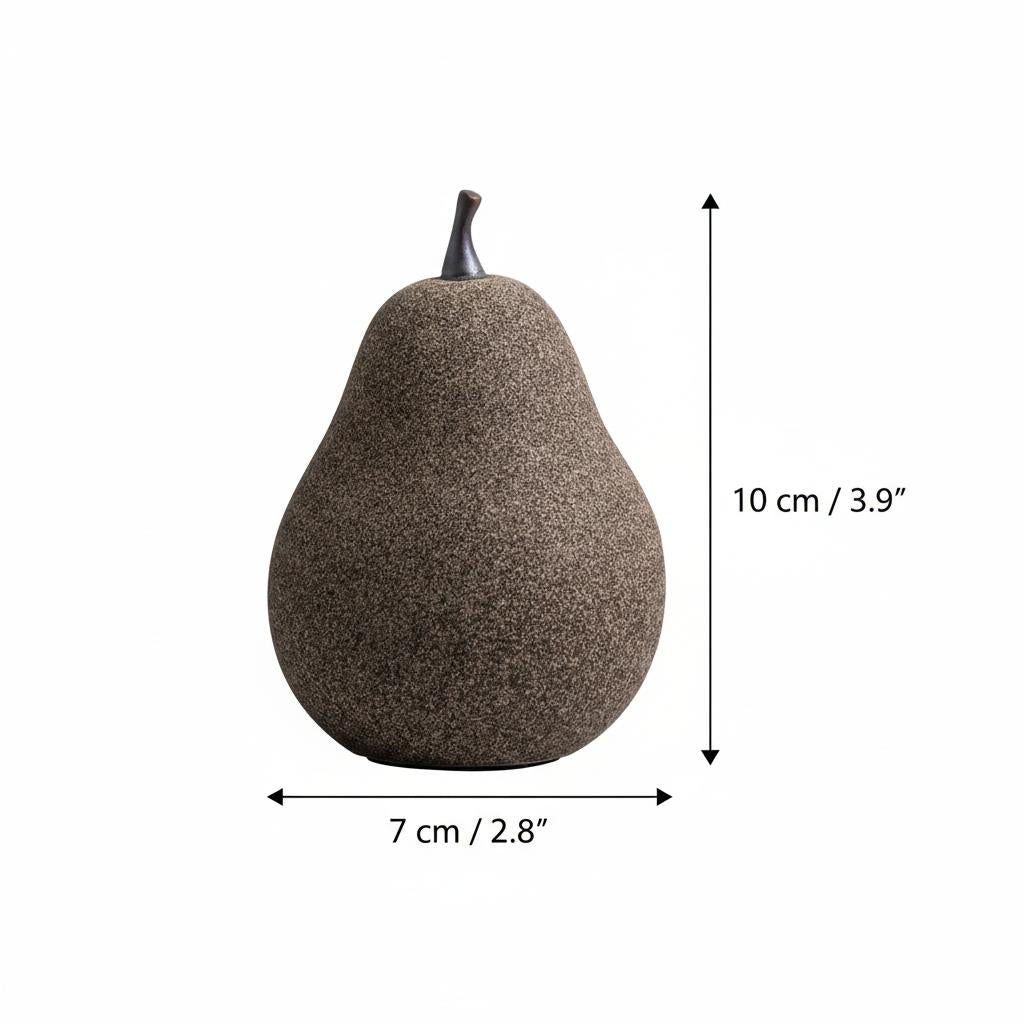 Dimensions of small black textured ceramic pear