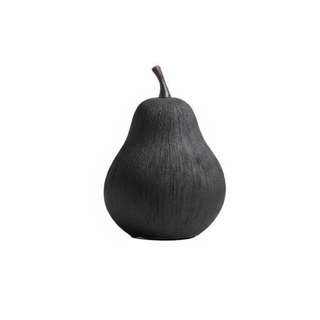 Detail of black ceramic pear shape and stem