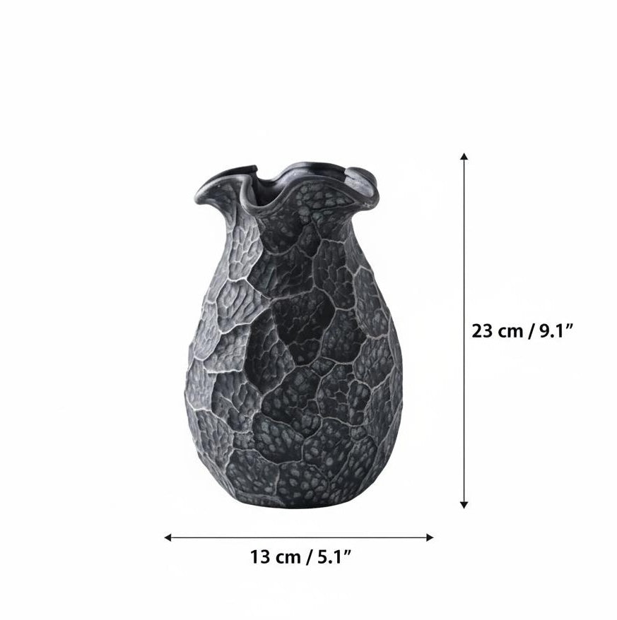 Dimension diagram of black ceramic vase