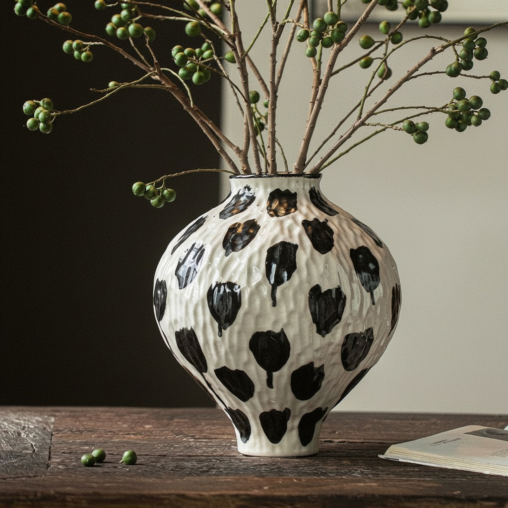 Textured Ceramic Spotted Vase