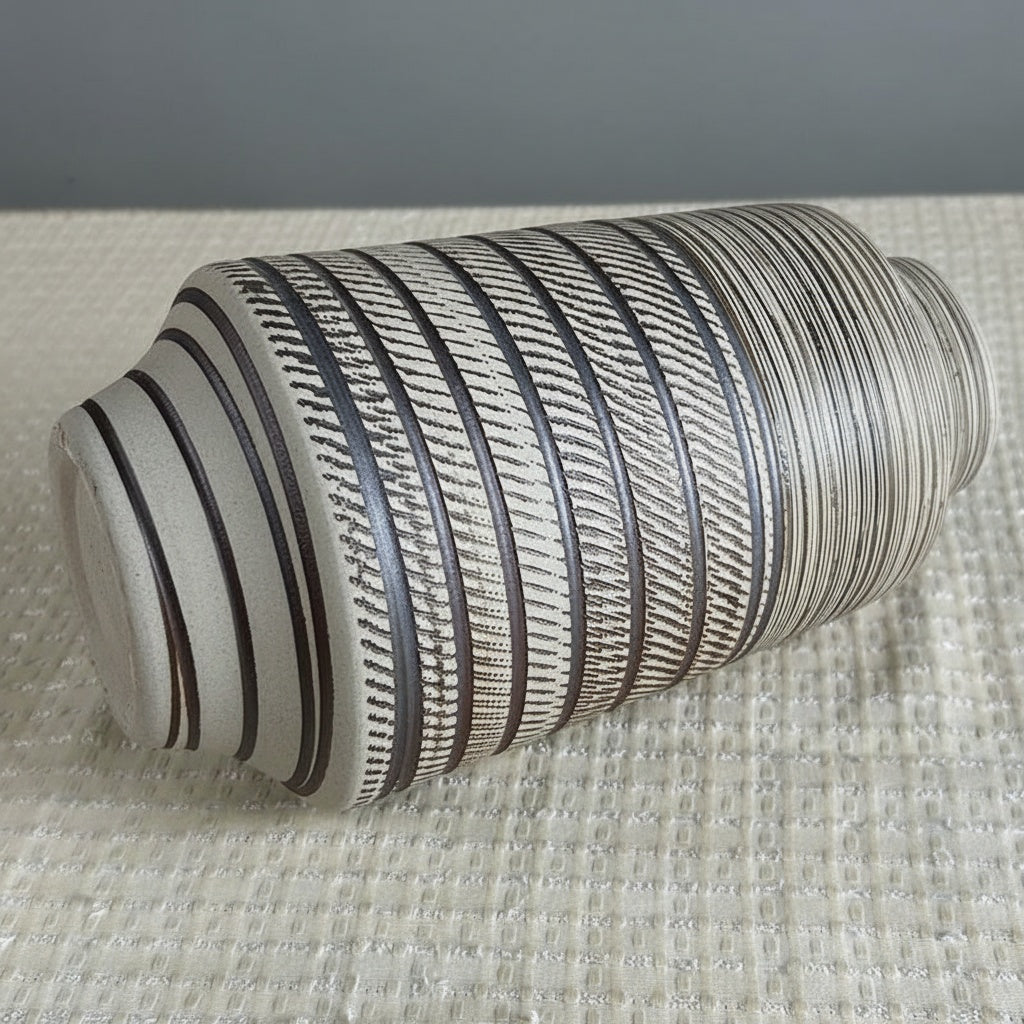 Textured Ceramic Tall Cylindrical Vase Base Detail
