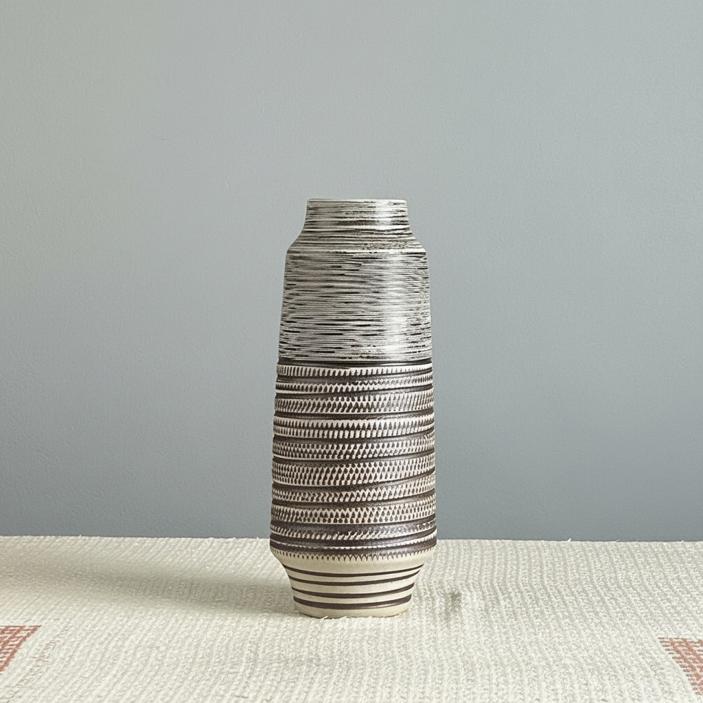 Textured Ceramic Tall Cylindrical Vase Full View