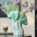 Textured Ceramic Wavy Sculptural Vase