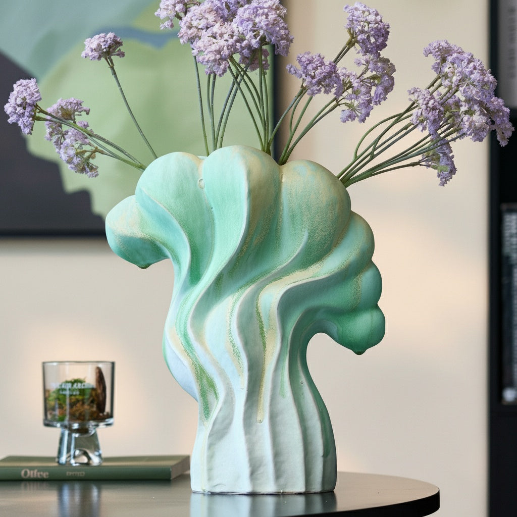 Textured Ceramic Wavy Sculptural Vase