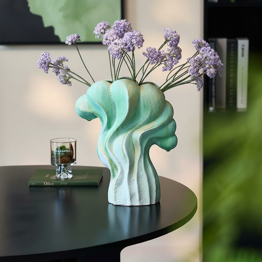 Textured Ceramic Wavy Sculptural Vase