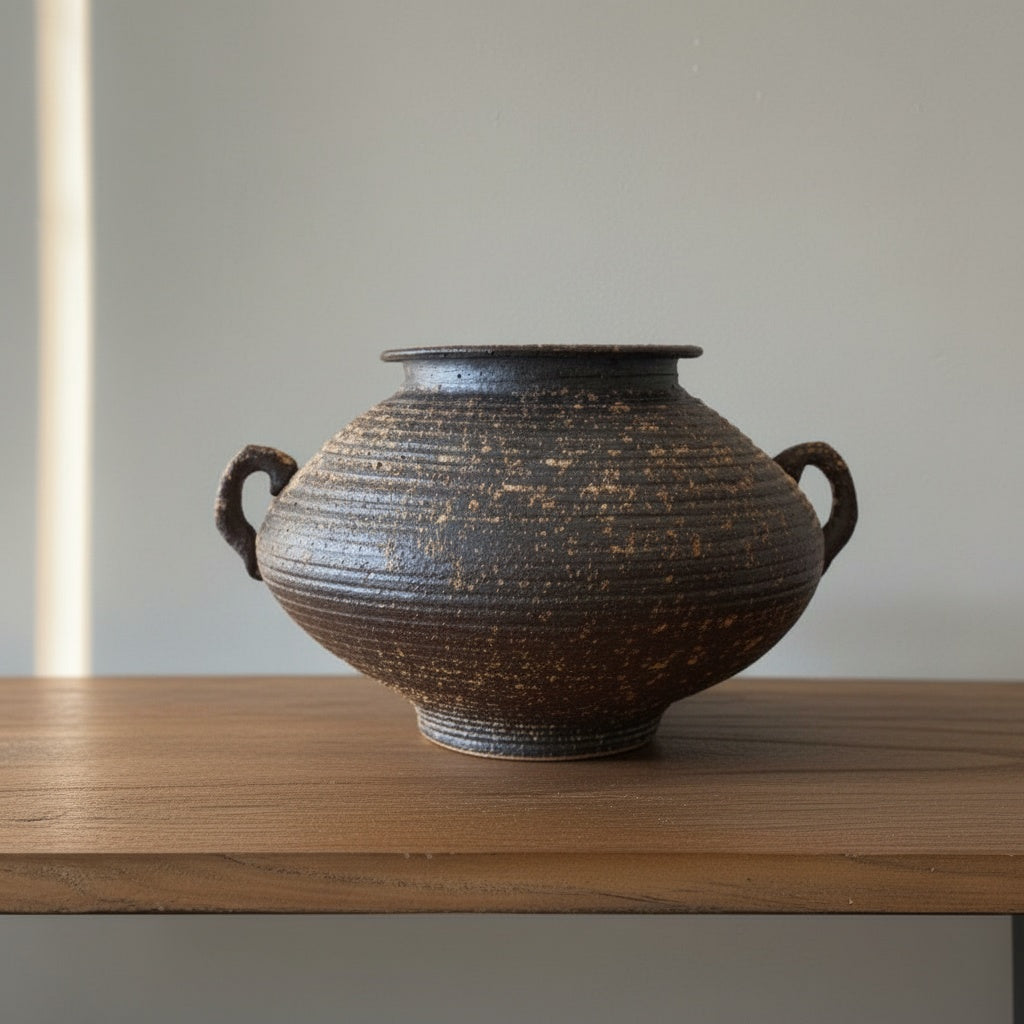 Textured Ceramic Wide Handled Vessel