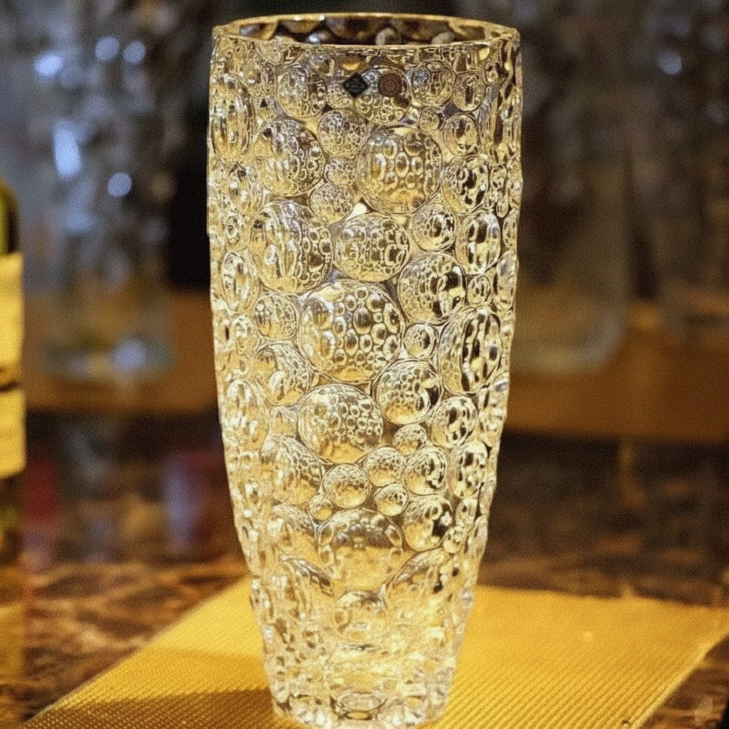 Textured Clear Glass Tapered Vase