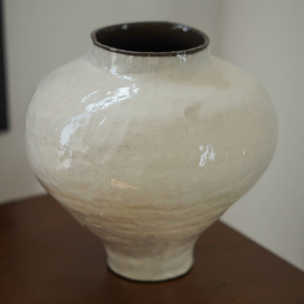 Textured Cream Sculptural Ceramic Vase