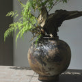 Textured Dark Ceramic Spherical Vase