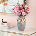 Textured Glass And Enamel Floral Vase styled with pink flowers