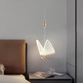 Textured Glass & Gold Butterfly Pendant Light suspended