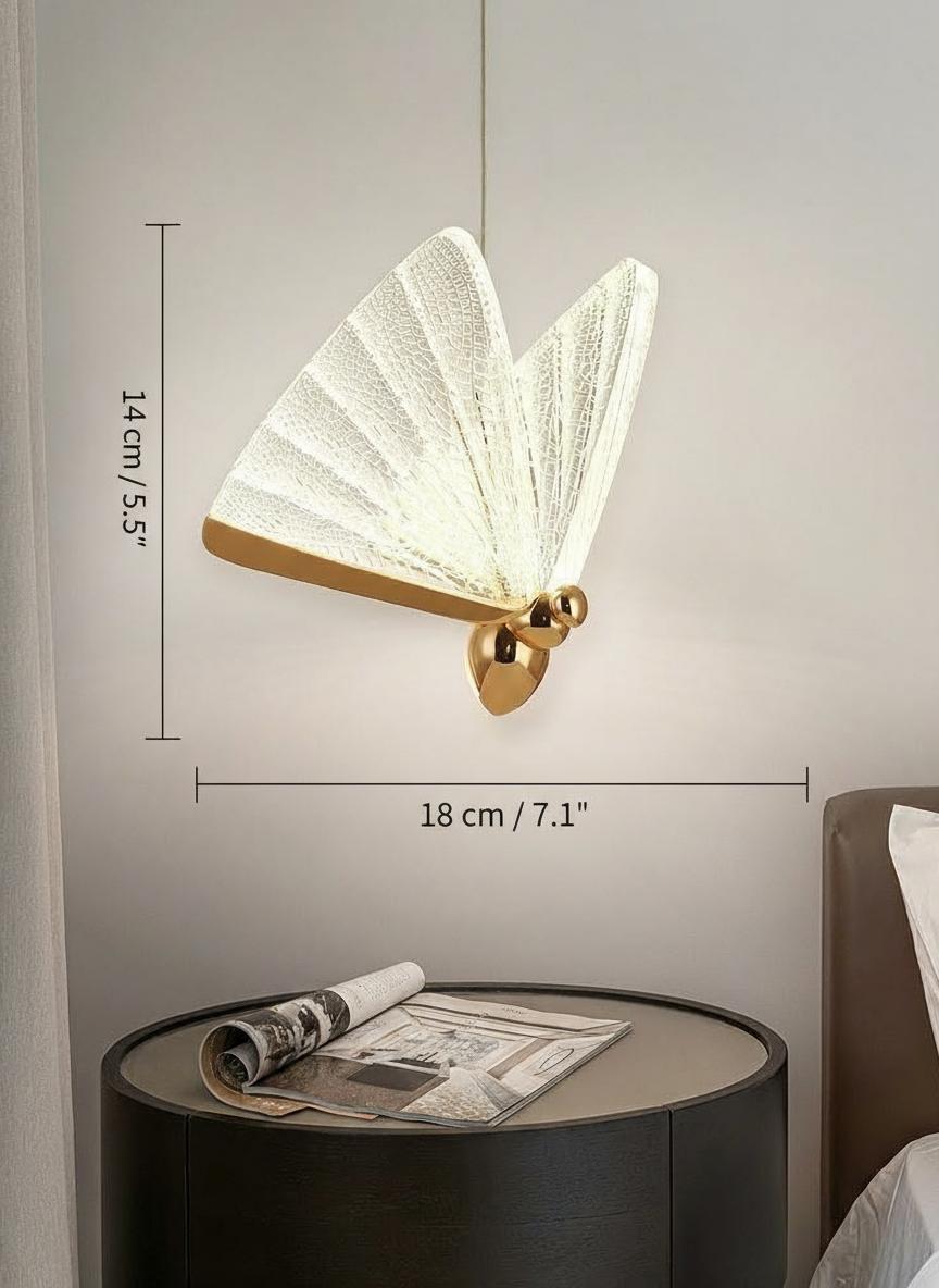 Dimensions diagram of butterfly pendant light