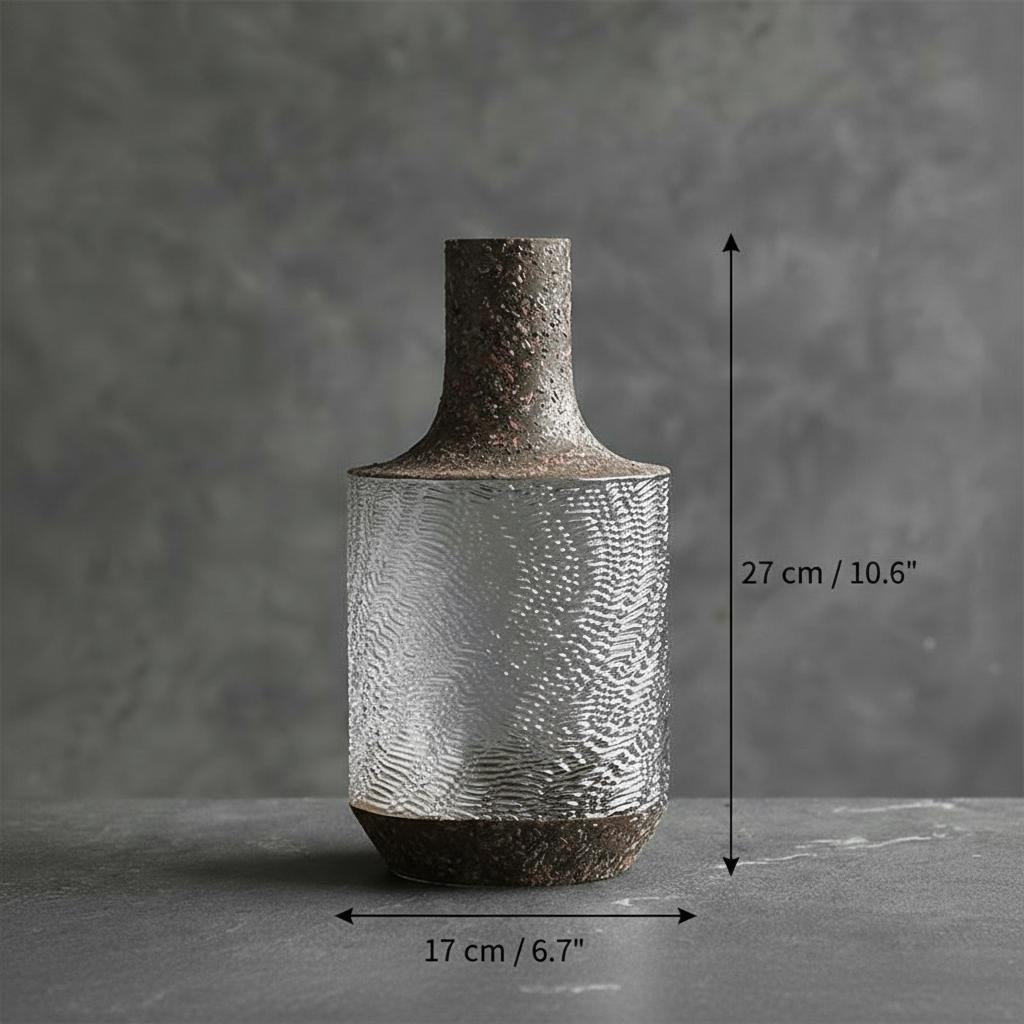 Dimension guide for medium glass vase showing 27cm height