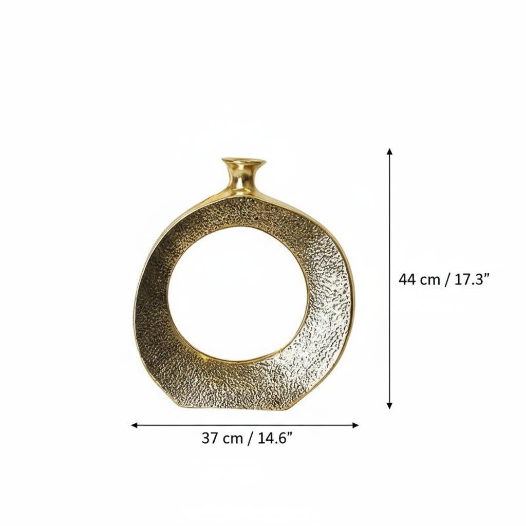 Large gold circular vase dimensions