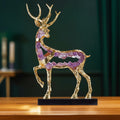 Textured Gold & Purple Crystal Stag Sculpture