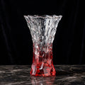 Textured gradient crystal glass vase with organic surface and wavy rim