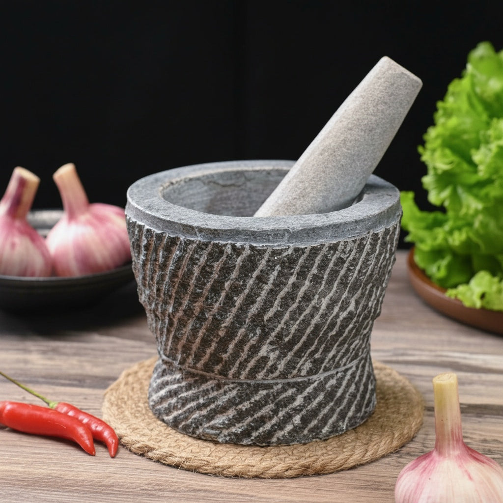 Textured Granite Mortar And Pestle