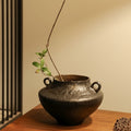 Textured Graphite Ceramic Urn Vase