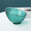 Teal textured glass fruit bowl without stand