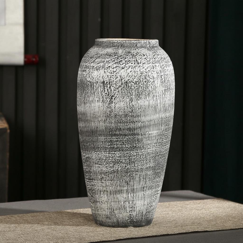 Round grey ceramic vase dimensions