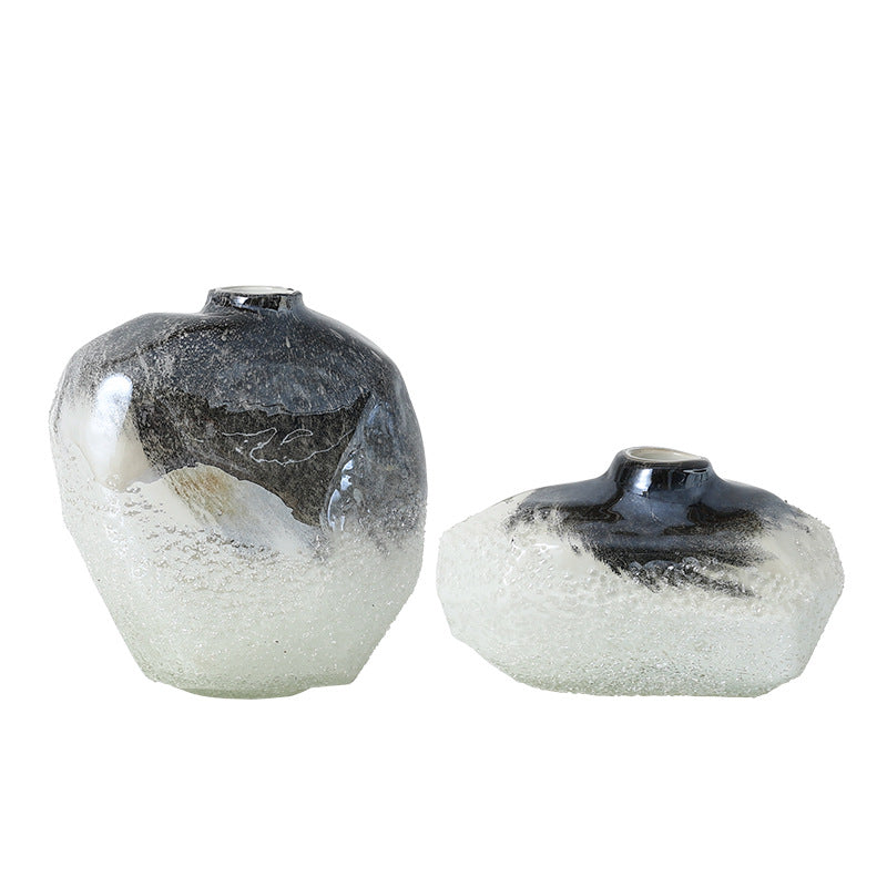 Set of two textured ceramic vases