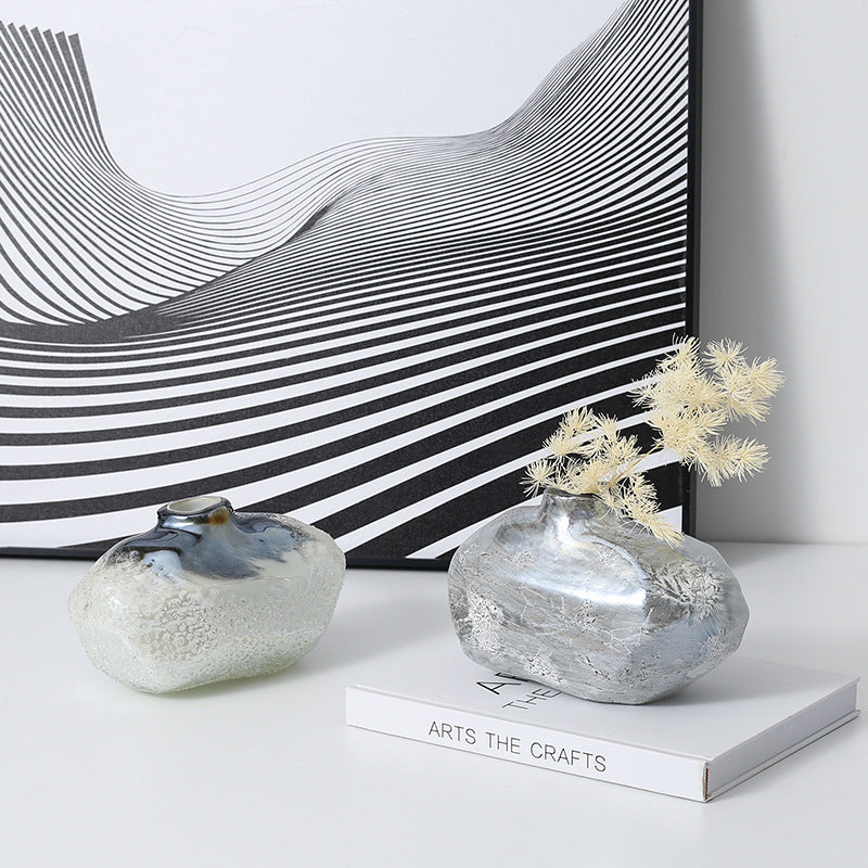 Top down view of organic ceramic vases