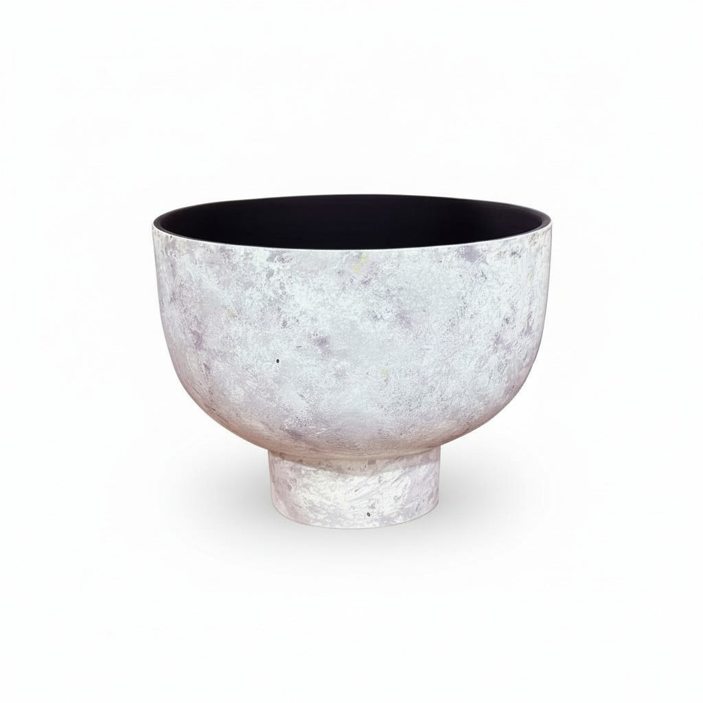 Textured lilac footed planter bowl with dark interior