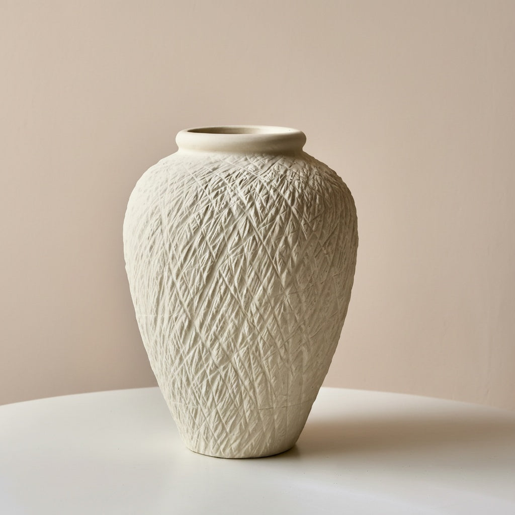 Textured Matte Ceramic Ovoid Vase