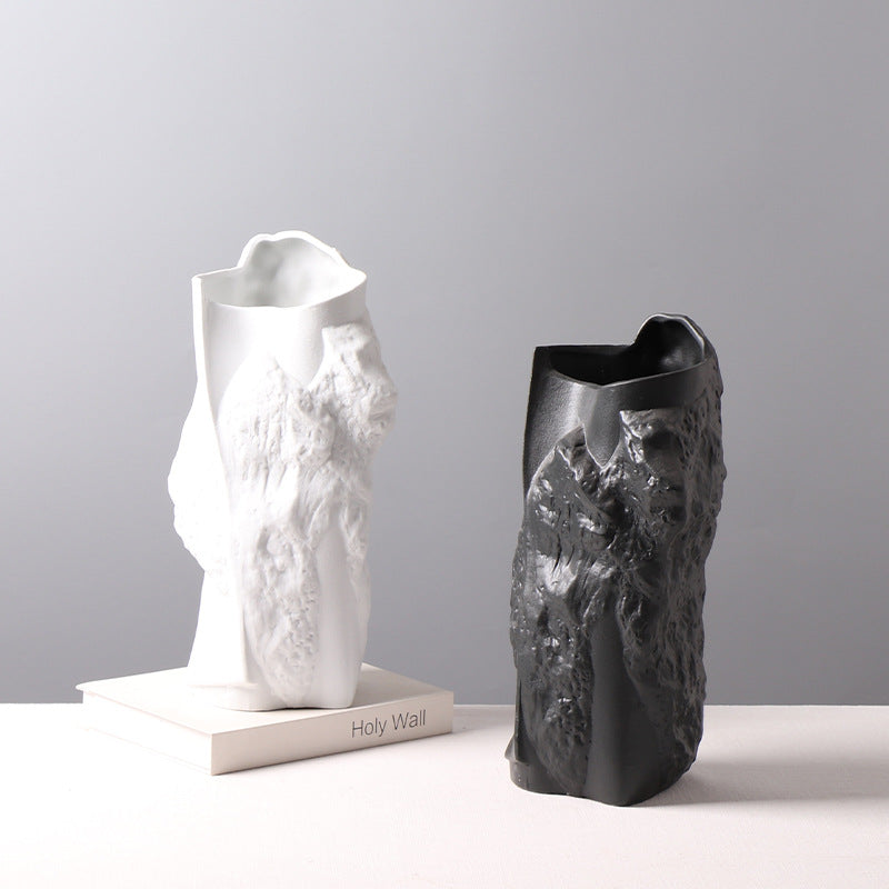 Sculptural matte ceramic vases standing side by side