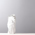 Close up of white matte textured vase detail