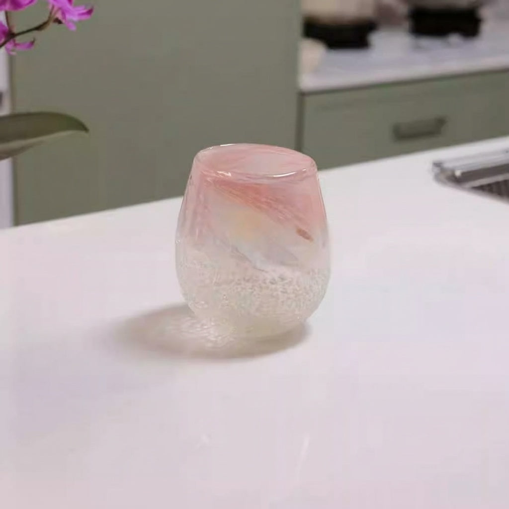Textured Pink Glass Rounded Vase