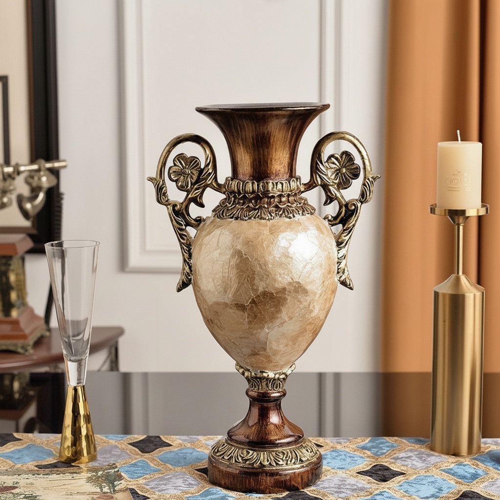 Textured Resin And Metallic Urn Vase
