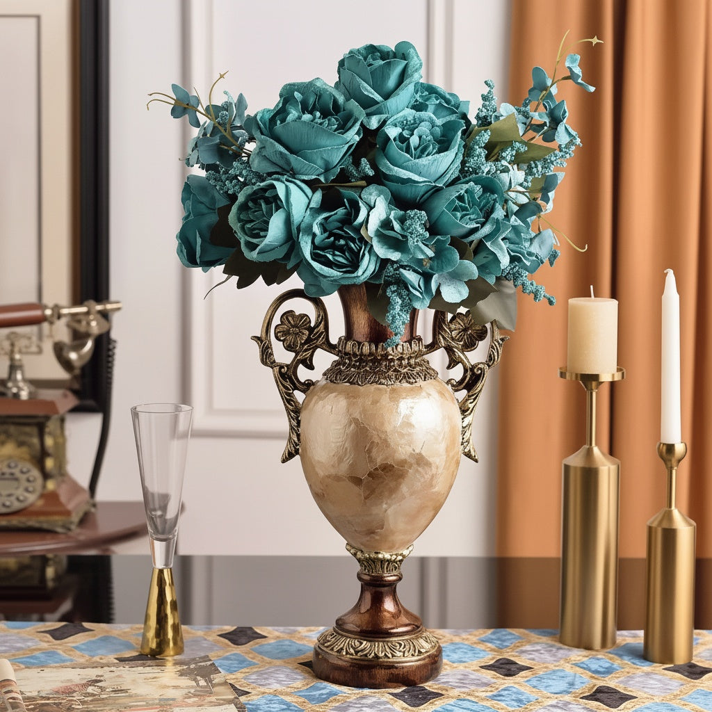 Textured Resin And Metallic Urn Vase