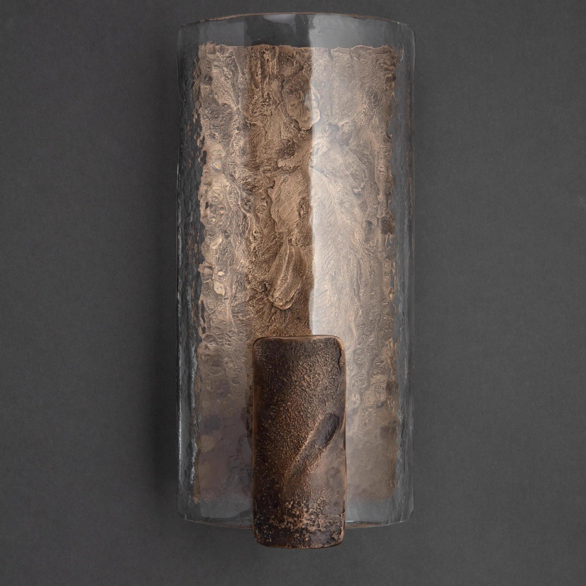 Front view of rectangular wall sconce unlit