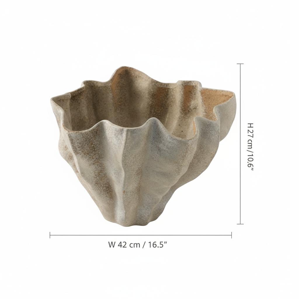 Dimensions diagram of organic ceramic bowl