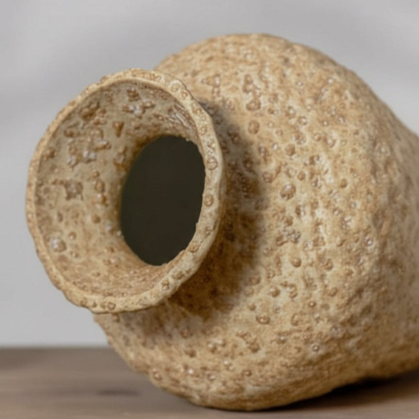 Top view of textured vase opening
