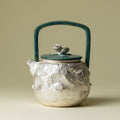 Textured Silver & Ceramic Teapot