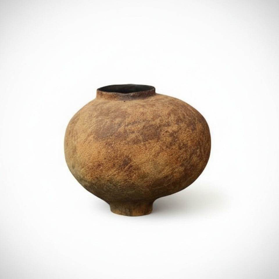 Textured Stoneware Round Vase