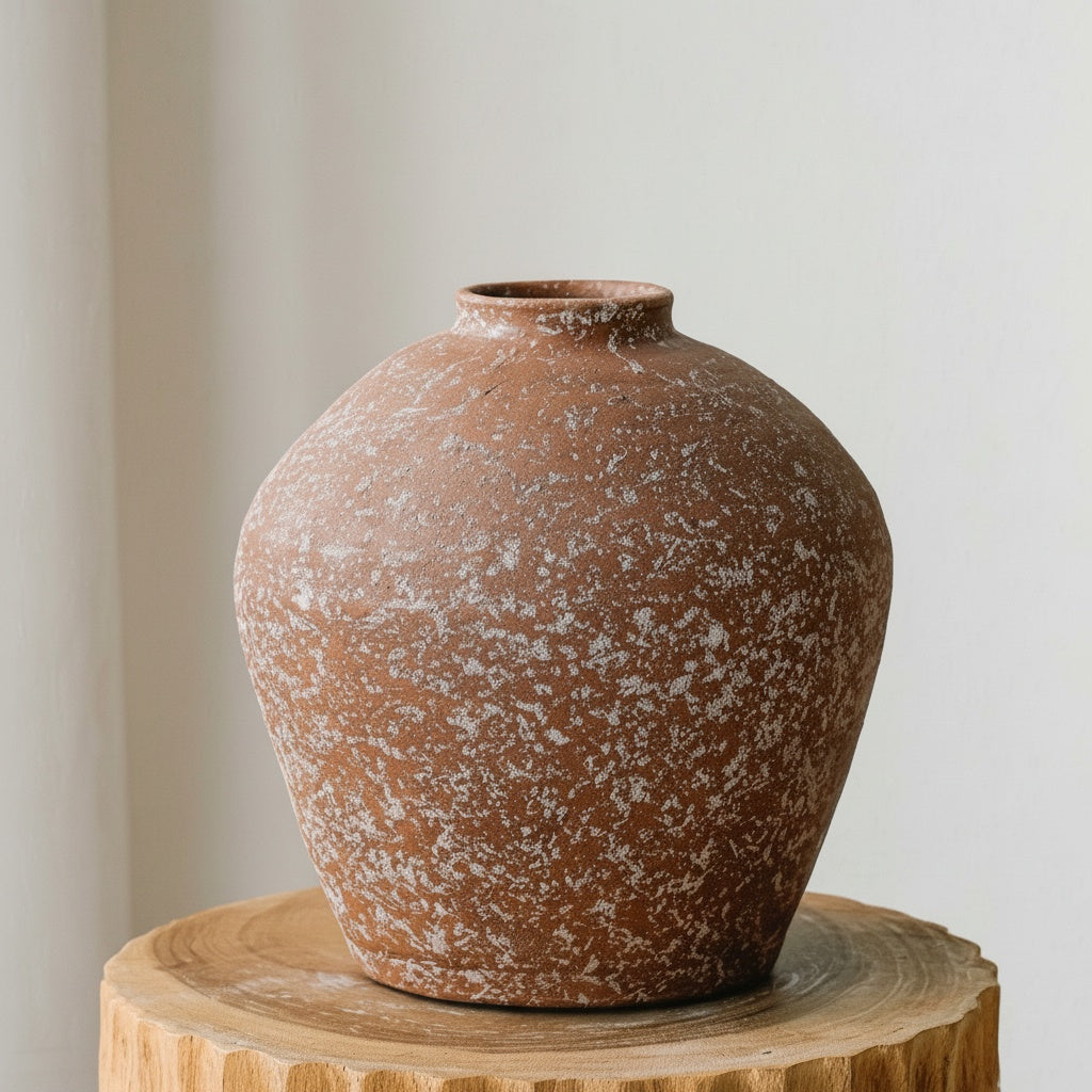 Textured Terracotta Round Vase