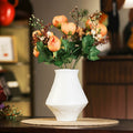 Textured White Ceramic Geometric Vase