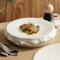 Textured White Ceramic Round Serving Plate