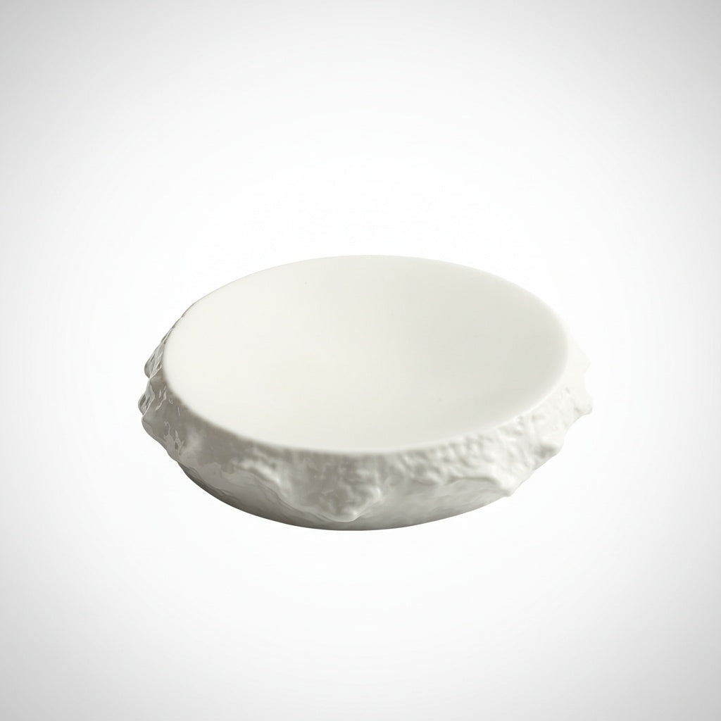 Textured White Ceramic Round Serving Plate