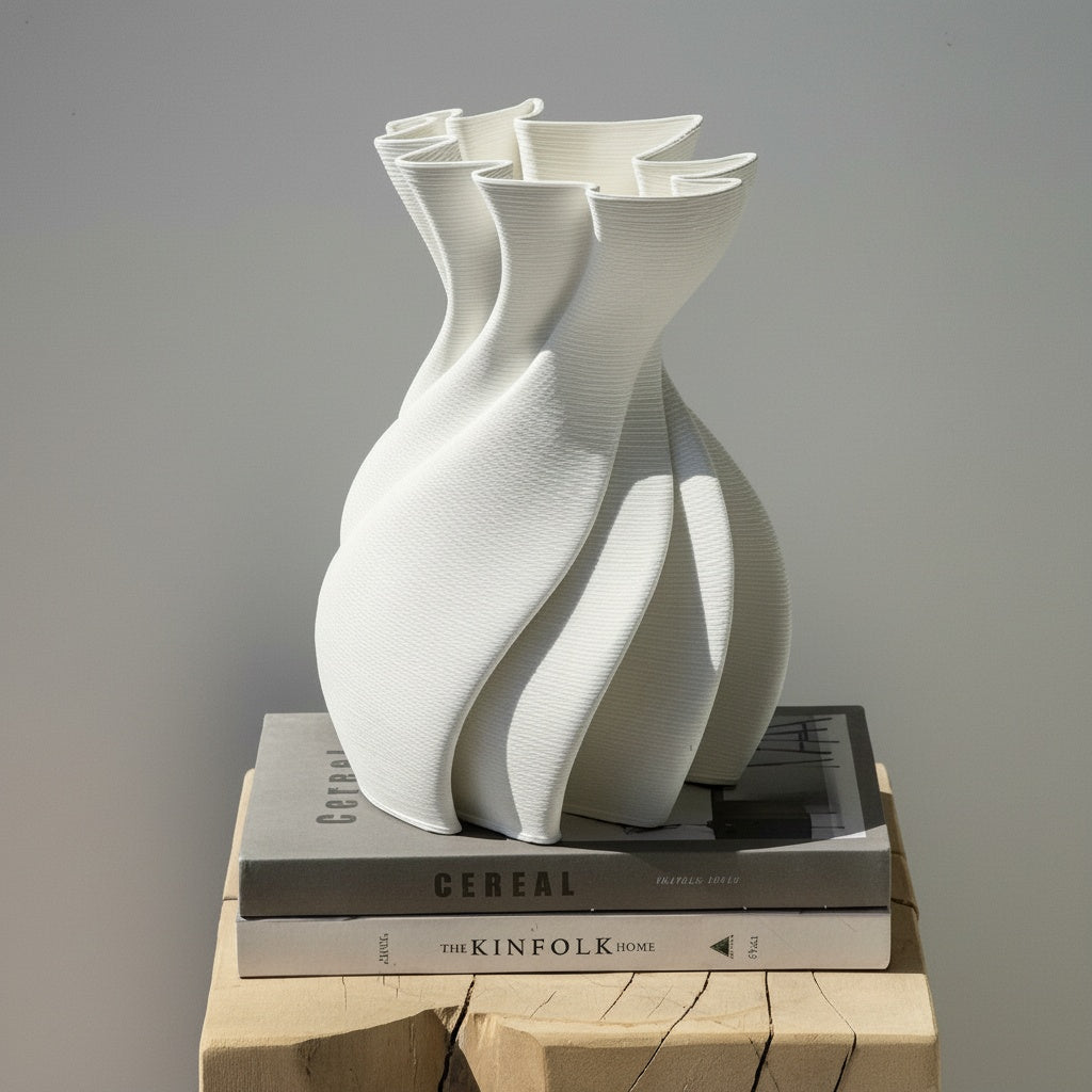 Textured White Sculptural Vase