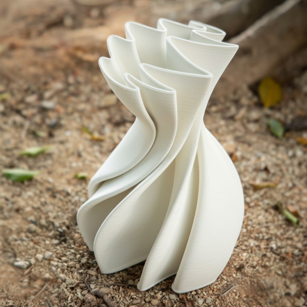 Textured White Sculptural Vase