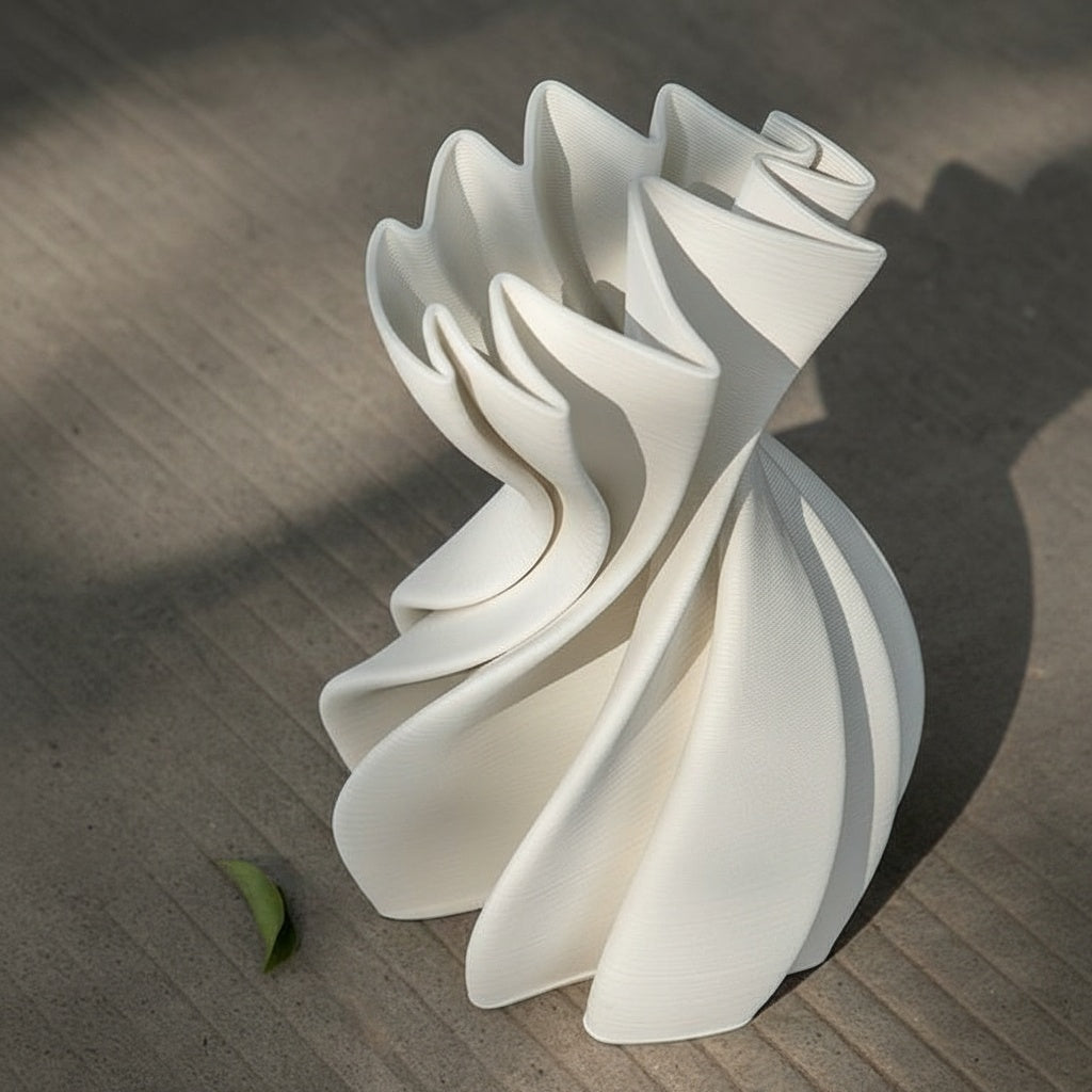 Textured White Sculptural Vase